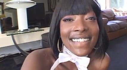 Thot Factory: Juicy ebony babe sucks and fucks two black cocks