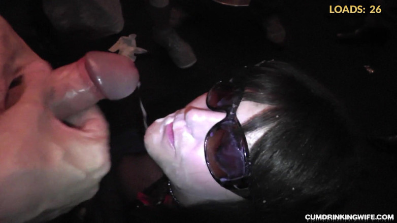 Cumdrinking Wife: Cum covered by 38 guys
