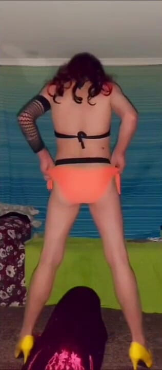 Lizzaali: Orange bikini play scene 3