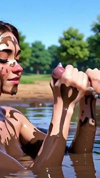 Lésbica futa sexo na lama - Ai Generated 3D