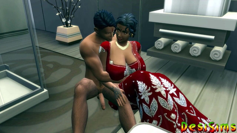 Desi Sims: Індійський молодий хлопець відтрахав свою мачуху в душі