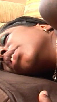 Stunning Black Bitch in Fishnet Stockings Banged by a White Cock