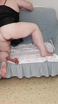 Mother-in-law and Dildo Her Big Pussy