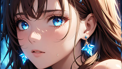 LustRender: Éterické emoce - Ai Dívka se zářícími slzami v intimním detailu