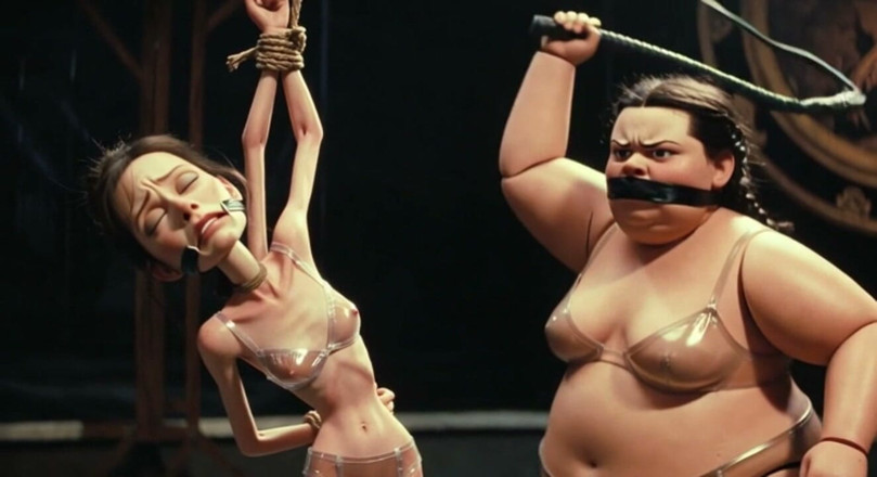 YOUR BEST FANTASY: Skinny Slave in Bondage Whipped by Fat SSBBW Mistress