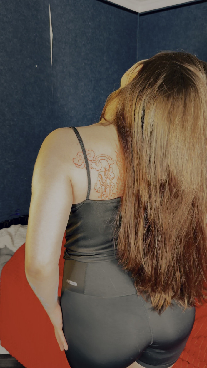 JessLuxor: Tattooed Brunette Tease Asian Beauty, Underarm &amp; Cleavage Focus
