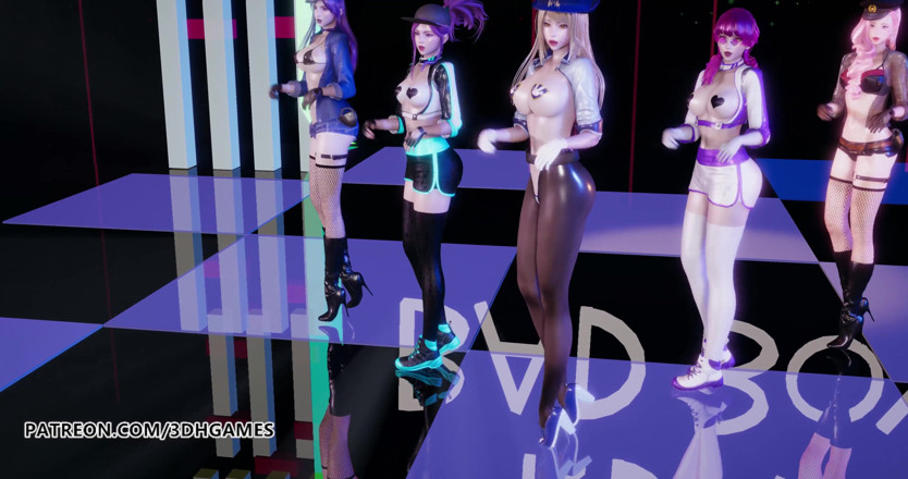 3D-Hentai Games: Red Velvet - стрип-танец плохого паренька, Ахри, Акали, Кайса, Эвелин, Серафин, KDA, 3D эротический танец