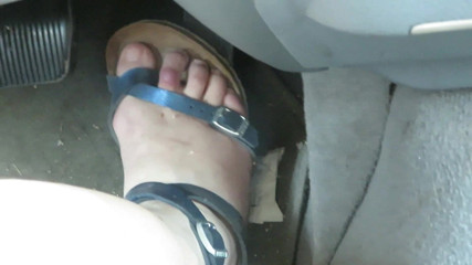 BBW nurse Vicki adventures with friends: Revving Close up of my sandaled feet while I push...