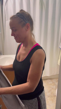 Mature Woman Undressing and Spreading Ass and Playing with Her Boobs