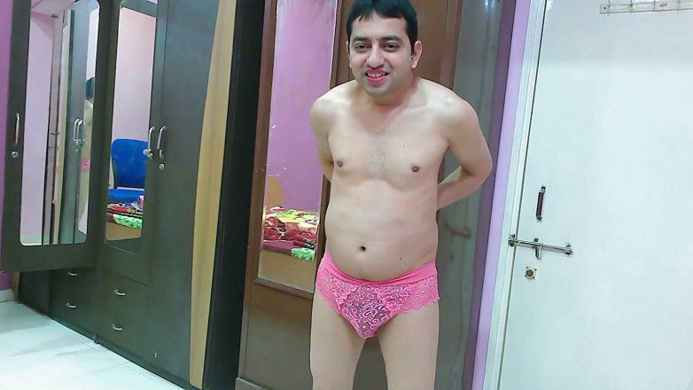 Cute & Nude Crossdresser: Cute sissy crossdresser femboy Sweet Lollipop in a tank top,...