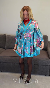 Blue Robe with Black Heels
