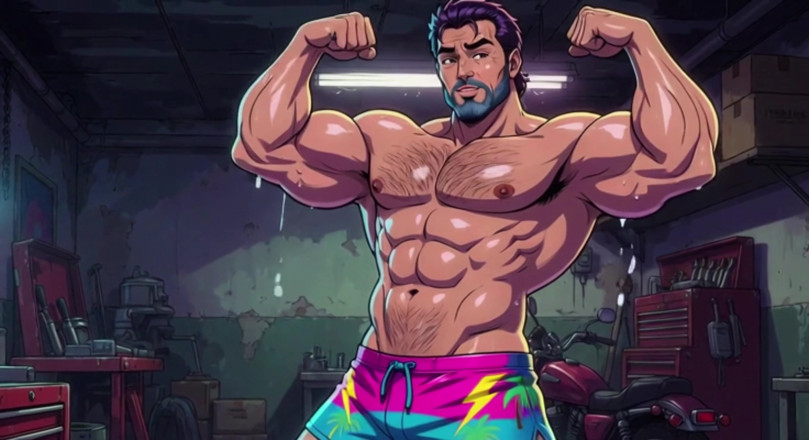 Erotic Man: Ai, hommes musclés, mécanicien, garage