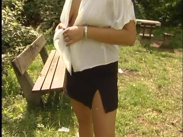 Lucky Cooch: Redhead babe is chasing her boyfriend outdoors