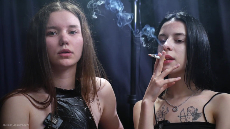 Russian Smokers: Two Seductive Smokers - Dark Room Tease &amp; Intense Eye Contact