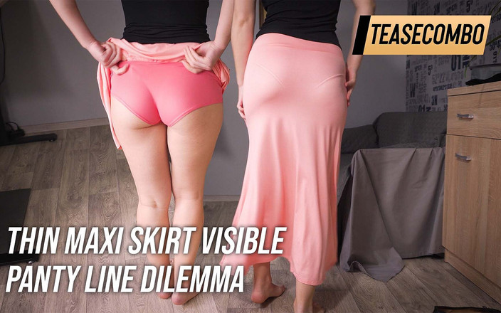 Teasecombo 4K: Dilema garis panty line dengan rok maxi yang tipis