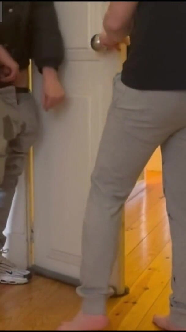 Desperate Boy Left Outside by His Flatmate Wets Himself and Then Gets His Revenge (AmateurBoysPissing)