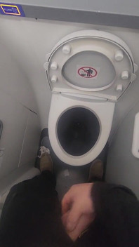 Airplane Bathroom Jerk and Cum.