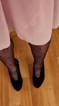 Sexy Trio of High Heels, I Secretly Walk in Their Pantyhose and Play with the Heels