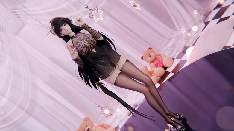 MikuMotion: [mmd] boutique desculpe-me falas obscenas; Striptease; seda preta; Spray de água