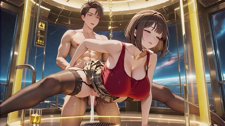 Tay Swift X: Kırmızı ekose etekli esmer kadın uzay kabininde şehvetli oyun