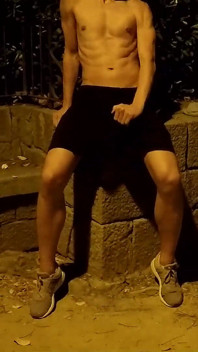 Crusing in a Public Park at Night - Getting Naked