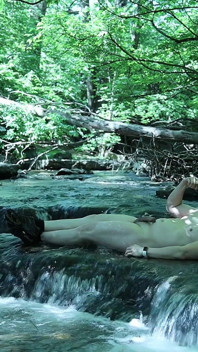 Flexing by the Waterfall, Trying to Sneak a Little Private Moment…