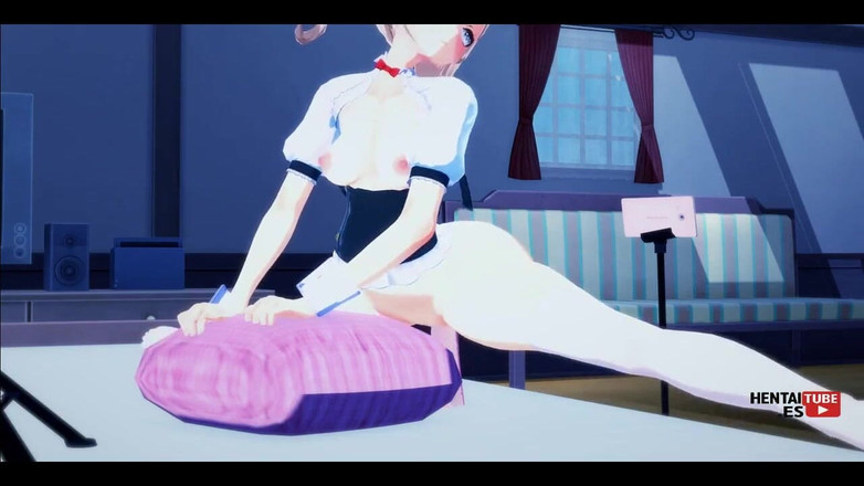 HentaiTubes: Genshin Impact, хентай - Barbara снимает себя на видео с использованием дилдо, пока Lumine наблюдает за ней тайно и мастурбирует