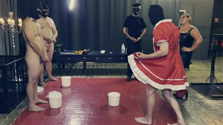 Mistress April: Dominatrix Mistress April - Three Slaves with One Whip!