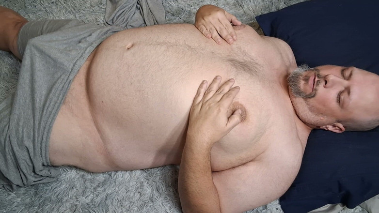 Printsofallsayings: Chubby Guy Lays on Floor and Cums
