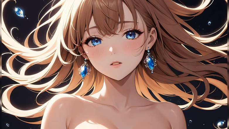 LustRender: Weightless Serenity - Ai girlando suavemente mientras su pelo flota en...