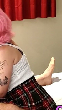 Brazilian Cosplay Slut Sucks messy and shaves cock