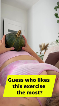 The Wife Practises Lifting Pumpkins When Her Large Breasts Are Visible.