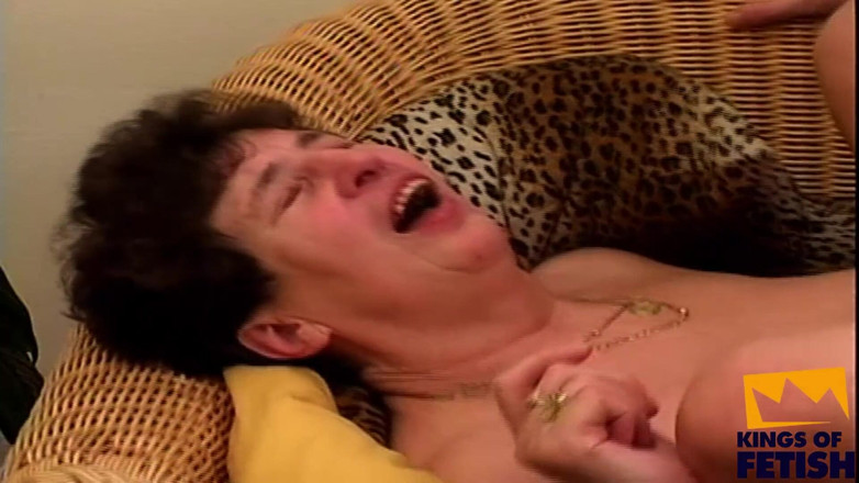 Fixed on Mature: Granny with short hair sticks a toy in her hairy...