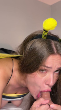 Halloween Throat Fucking with a Dildo