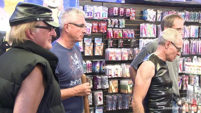 Bound in public: Cock Hungry Whore Cattle Prodded and Fucked at Dore Alley...
