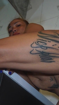 MILF Covered with Tattoo Dress in Maid Ready to Go Work Get a Quick Creampie in the Bathroom