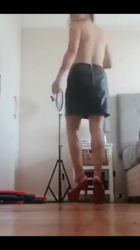 Topless Walking in Heels
