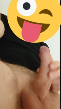 Glacing my black t-shirt with white creamy cum