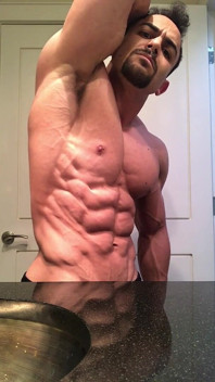 Jacked Bodybuilder Benji Bastian Flexing His Huge, Shredded, Muscles
