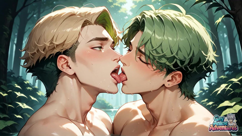 Gay Anime Adventures: Otot hutan berambut hijau: gay crot