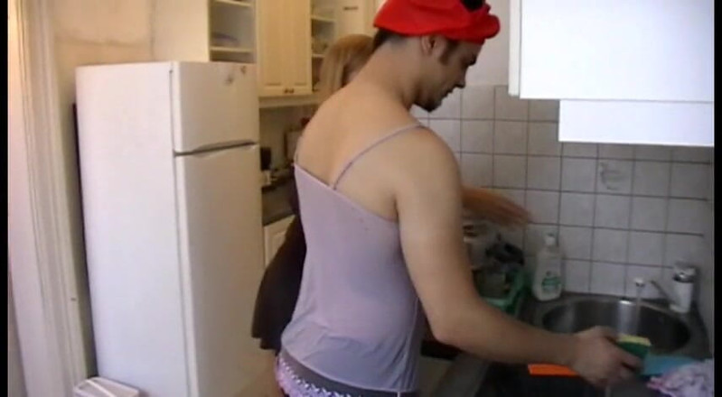Femdom Austria: Crossdresser Slave Cleans Her Kitchen