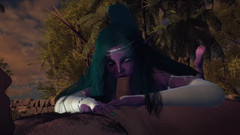 Wraith ward: 夜のエルフの王女はあなたに庭でフェラチオを与えるPOV 3Dポルノ