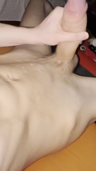 Athletic Russian guy with a massive cock cums on his abs with moans