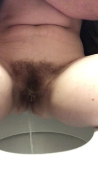 Power Pissing From a Perfect Hairy Pussy in Public Toilets