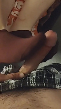 Naughty White Nike 삭발 양말 핸잡과 다크 퍼플 양말 풋잡