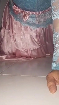 Asian Crossdresser Satin National Gown Cum Pleasure