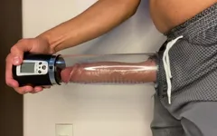 Hot Endowed Man Has Reached the Maximum Size of His Dick That No Longer Fits in His Cock Pump