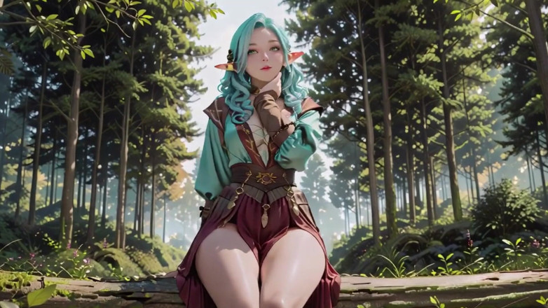 Seraphina Vale: Forest Fantasy! Green-haired Mage &amp; Blue Elf in a Private Walk