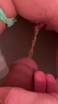 Piss on Her Pussy Lips While Shes Also Peeing on the Toilet