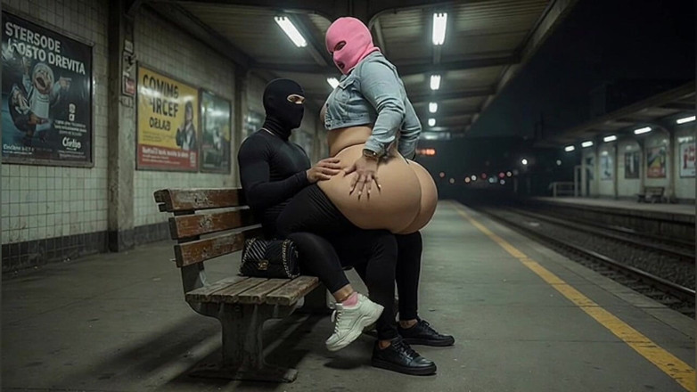 Animate golden: Extraño enmascarado agarra grueso culo de grandota en la estación...